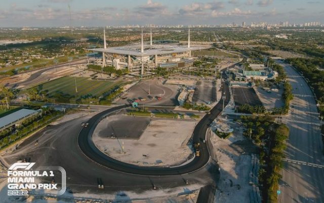 2022年5月のF1マイアミGP初開催に向け、建設作業が進むマイアミ・インターナショナル・オートドローム