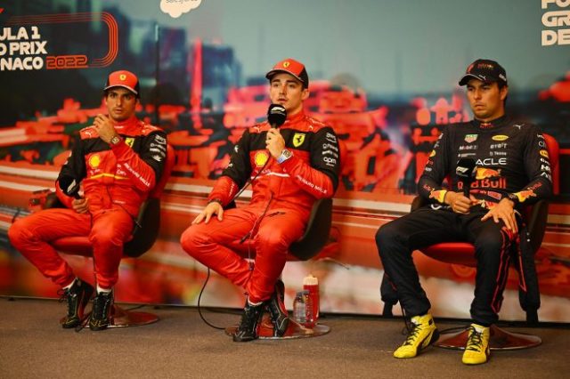 2022年F1第7戦モナコGP予選後会見 PPシャルル・ルクレール(フェラーリ)、2番手カルロス・サインツ(フェラーリ)、3番手セルジオ・ペレス(レッドブル)