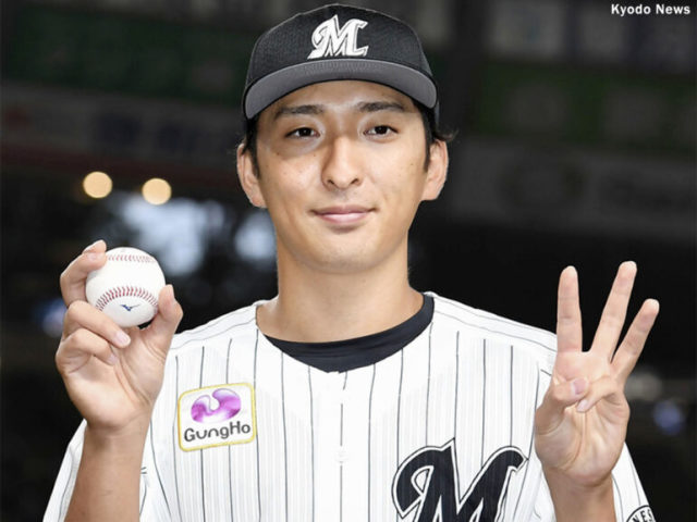 3勝目を挙げたロッテ・河村 (C) Kyodo News