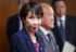自公党首会談後、厳しい表情で記者団の取材に応じる自民党の高市早苗総裁＝１０日午後、東京・永田町の同党本部