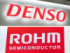 自動車部品大手デンソー（写真上）と半導体大手ロームのロゴマーク