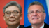 中国の王文濤商務相（左）と欧州連合（ＥＵ）のシェフチョビッチ欧州委員（ＡＦＰ時事）