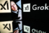 米スペースＸ最高経営責任者（ＣＥＯ）、イーロン・マスク氏と対話型ＡＩ「Ｇｒｏｋ（グロック）」のロゴ（ＡＦＰ時事）