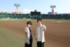 舞台『あの夏、君と出会えて〜幻の甲子園で見た景色〜』に向けて甲子園球場を訪れた藤井直樹、岡崎彪太郎