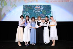 「映画トロピカル〜ジュ!プリキュア 雪のプリンセスと奇跡の指輪!」公開記念舞台挨拶より。左から久川綾、水沢史絵、日高里菜、ファイルーズあい、水樹奈々、桑島法子。
